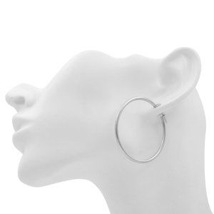 Rachel Koen Medium Hoop Earrings 14K White Gold 1.5inch
